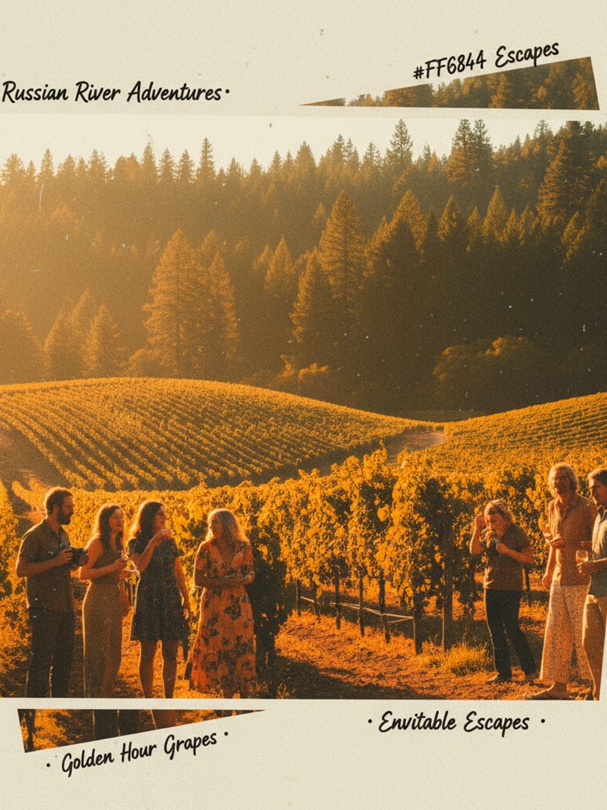 Russian River Valley vineyards with redwood trees