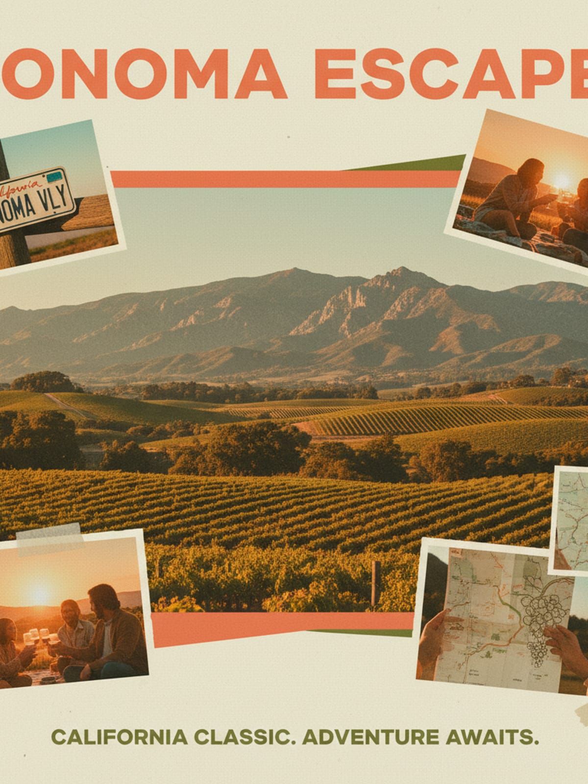 Sonoma Valley vineyards with mountain backdrop